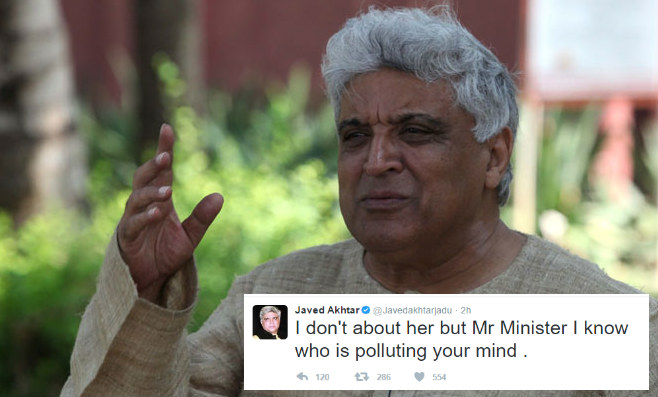 ಹುತಾತ್ಮ ಯೋಧನ ಪುತ್ರಿಗೆ ಅವಮಾನ : ಕೇಂದ್ರ ಸಚಿವರ ವಿರುದ್ಧ ಜಾವೇದ್ ಅಖ್ತರ್ ವಾಗ್ದಾಳಿ